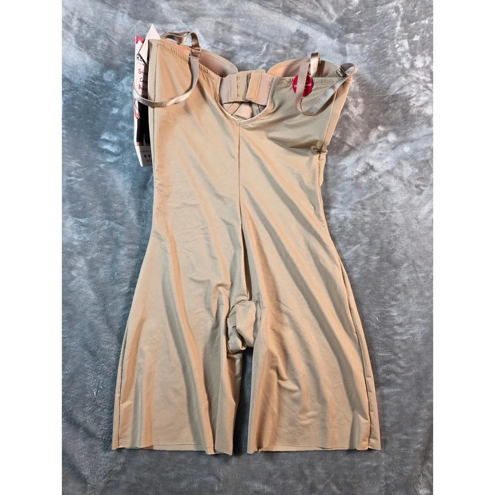 Red Hot Spanx Strapless Cupped Bodysuit Women Medium Beige Shaping Shapewear NWT